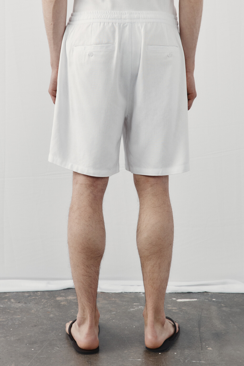 Шорты вискозные со льном на завязках - цвет белый - 3