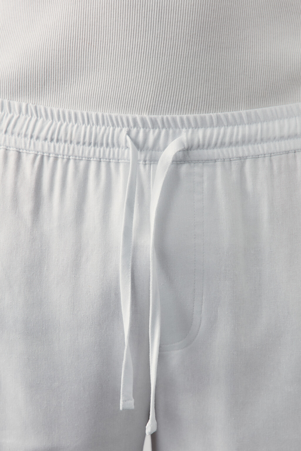 Шорты вискозные со льном на завязках - цвет белый - 5