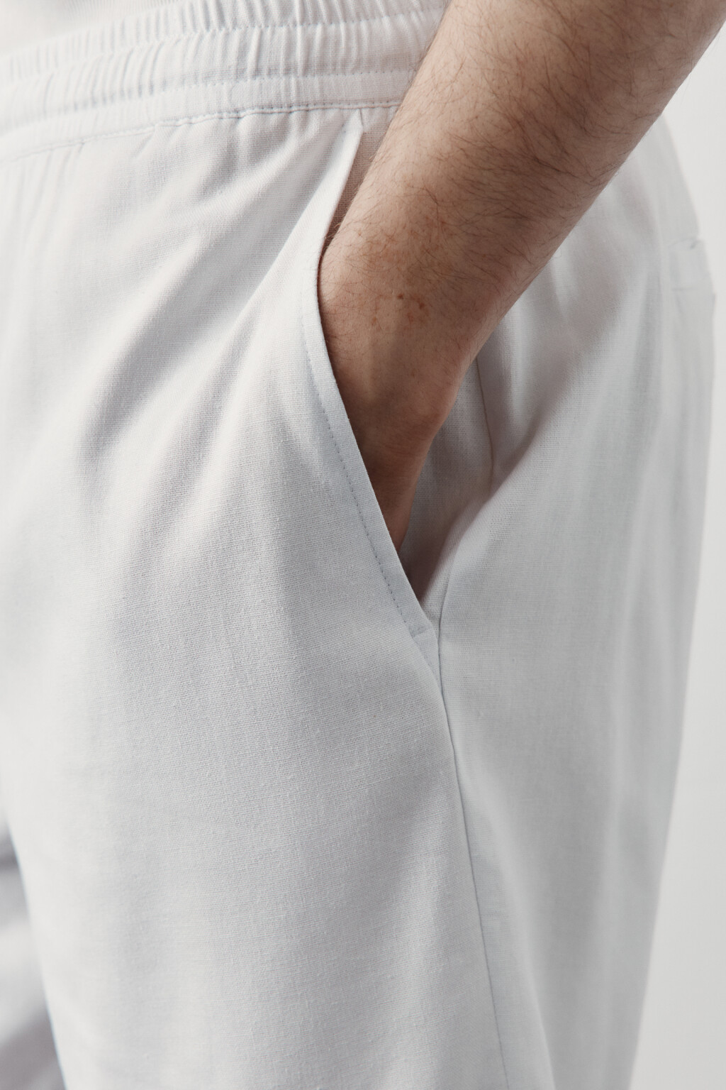 Шорты вискозные со льном на завязках - цвет белый - 6