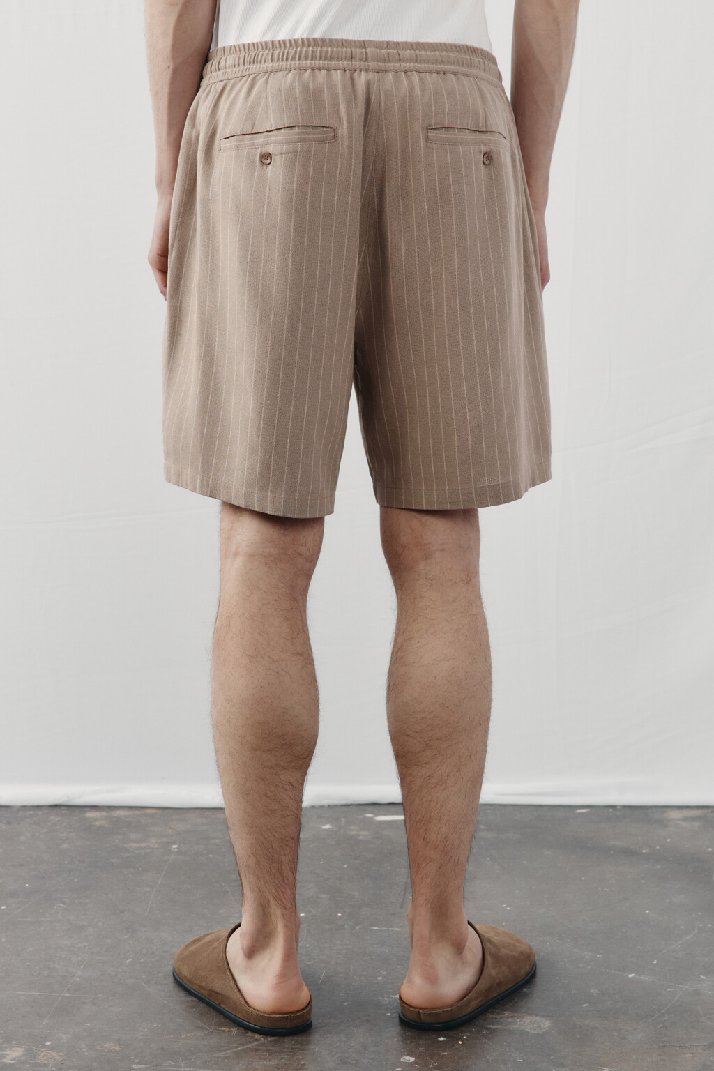 Шорты вискозные со льном на завязках - цвет коричневый - 3