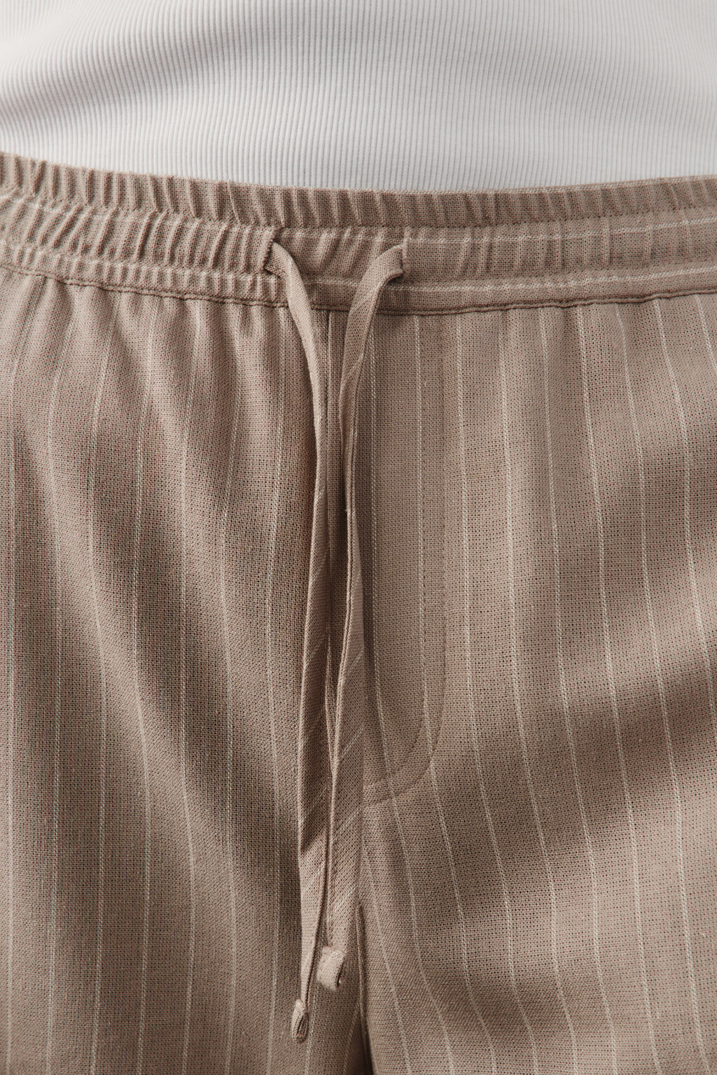 Шорты вискозные со льном на завязках - цвет коричневый - 5