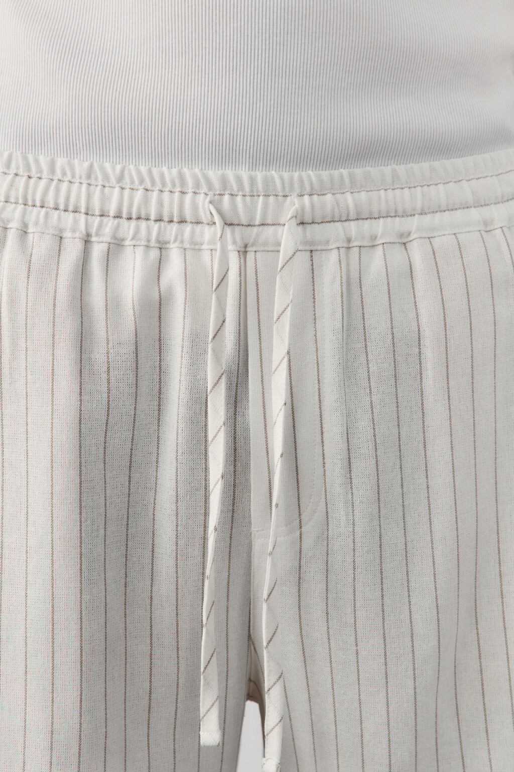 Шорты вискозные со льном на завязках - цвет бежевый - 5