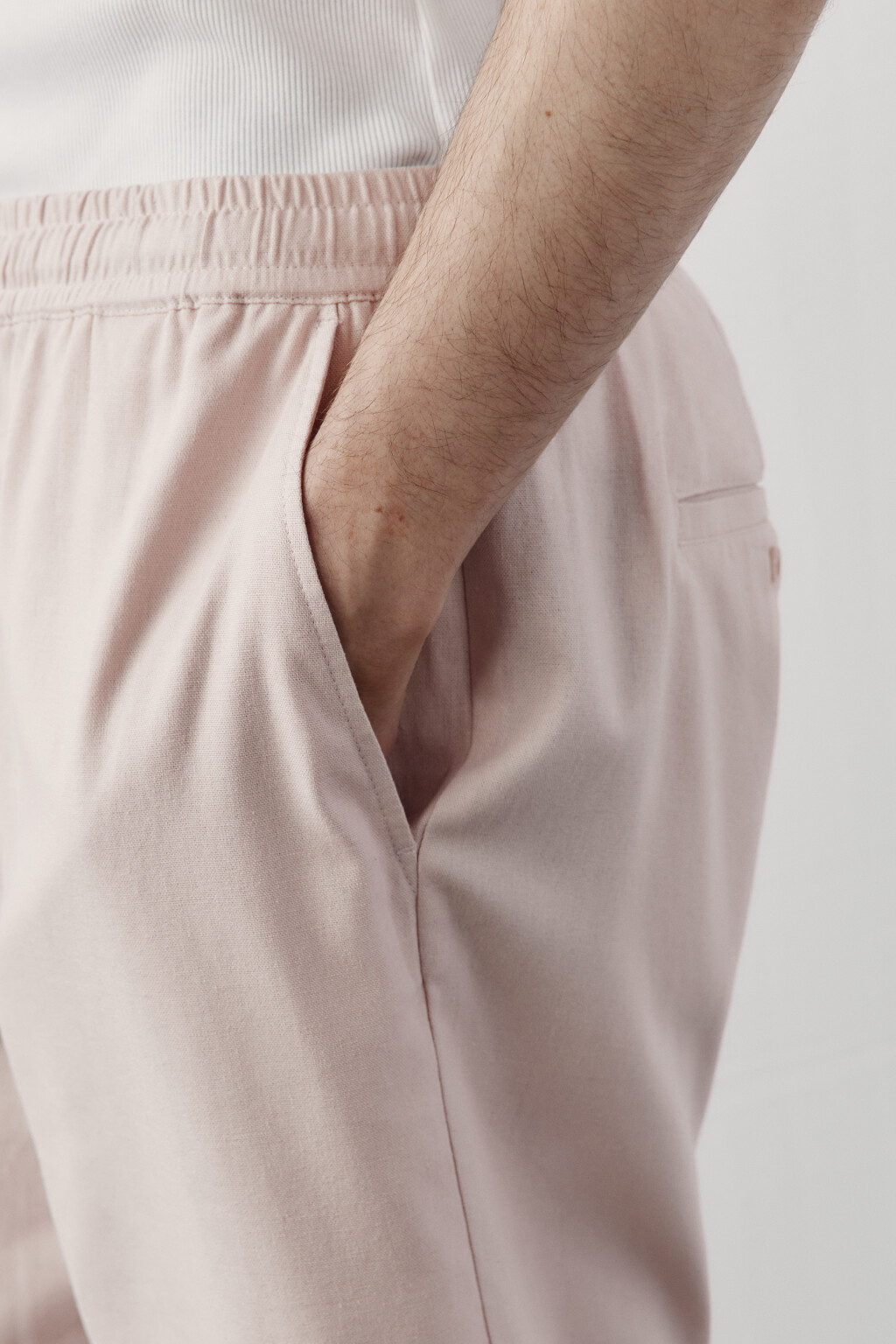 Шорты вискозные со льном на завязках - цвет розовый - 6