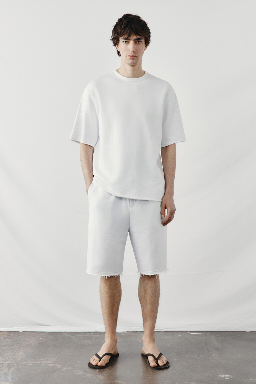 Шорты хлопковые со средней посадкой на завязках - цвет белый - 4