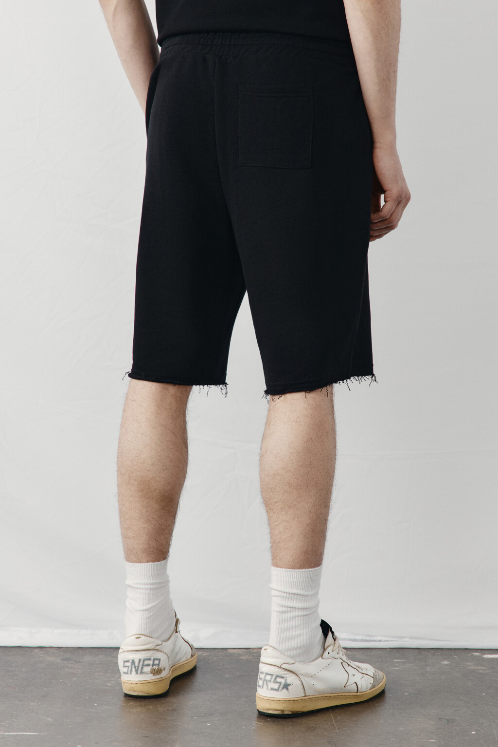 Шорты хлопковые со средней посадкой на завязках - цвет черный - 3