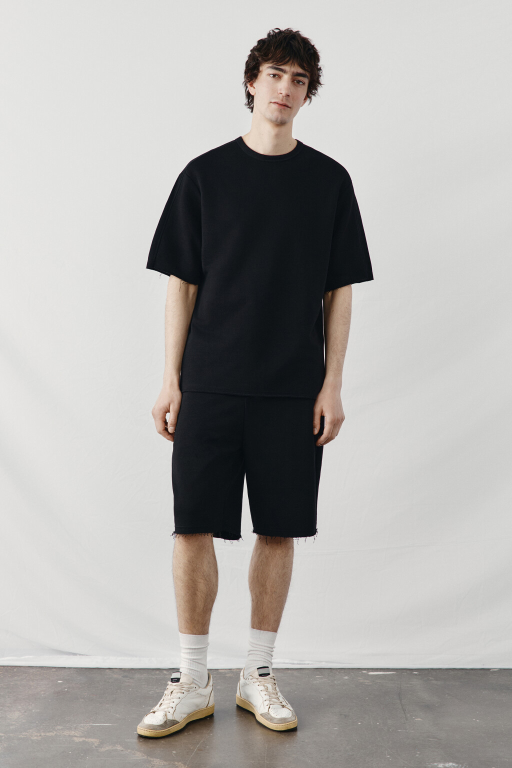 Шорты хлопковые со средней посадкой на завязках - цвет черный - 4