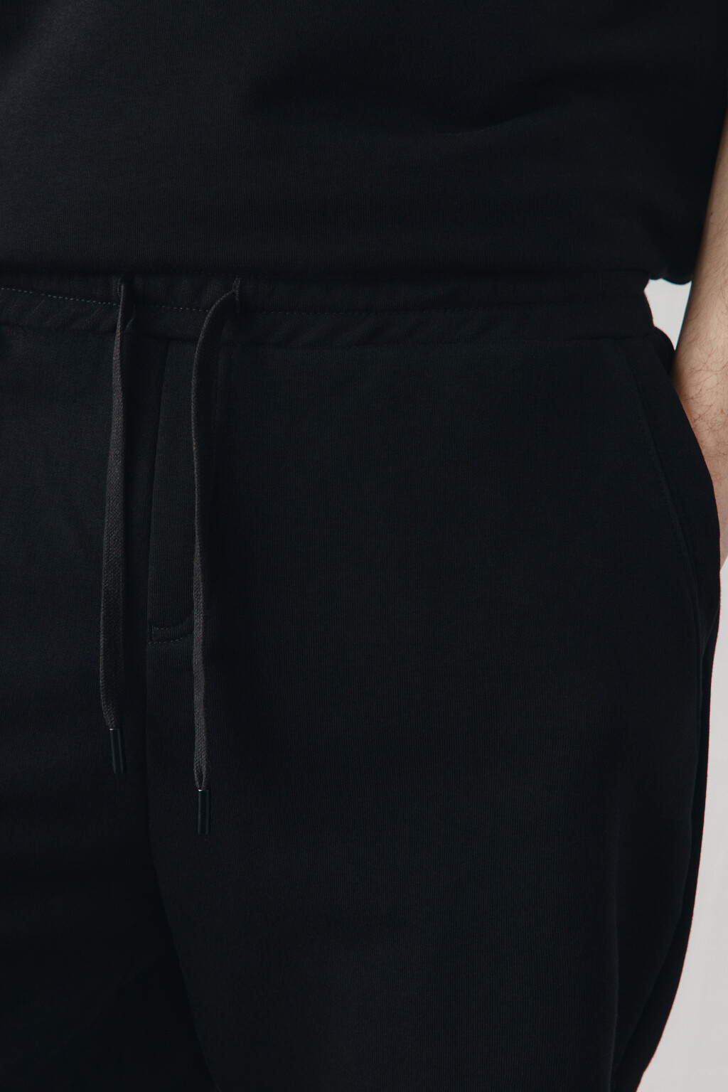 Шорты хлопковые со средней посадкой на завязках - цвет черный - 5