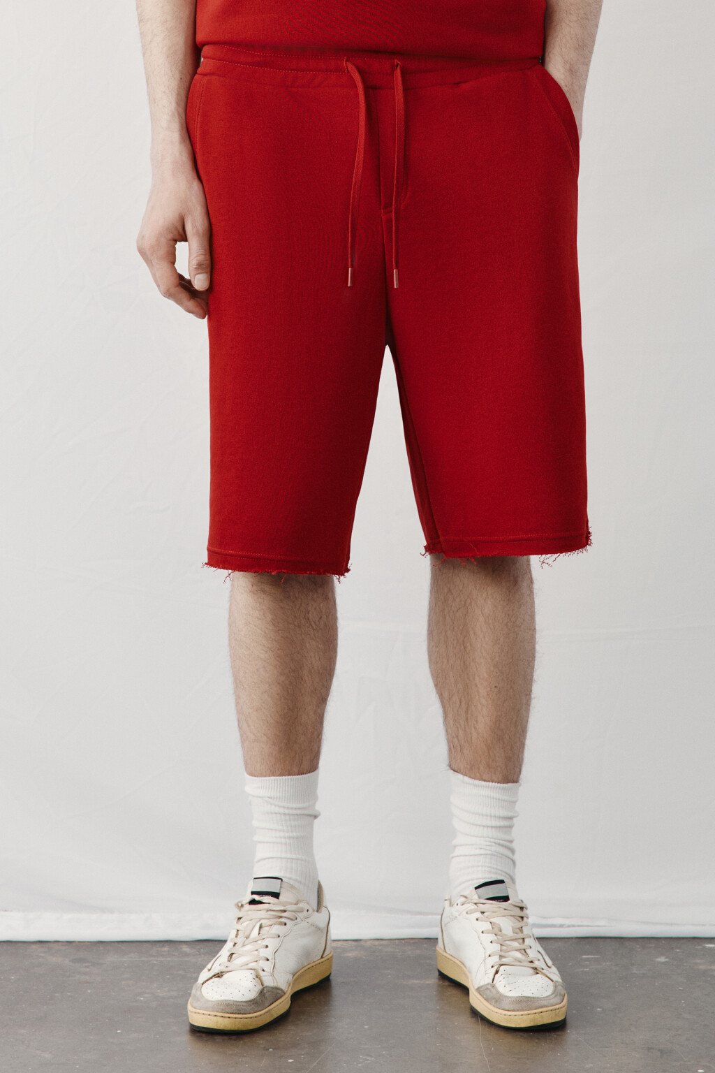 Шорты хлопковые со средней посадкой на завязках - цвет бордовый - 2