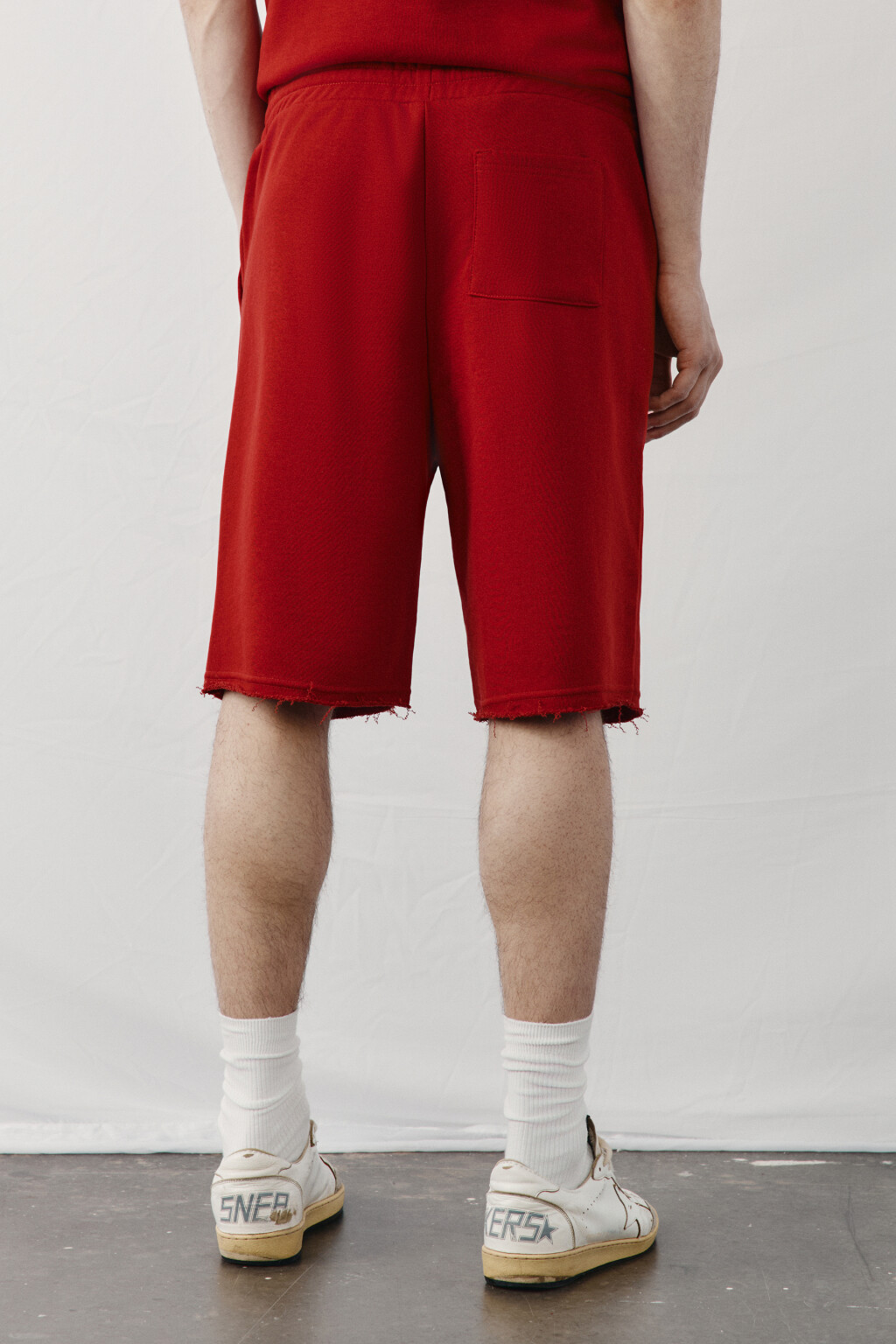 Шорты хлопковые со средней посадкой на завязках - цвет бордовый - 3