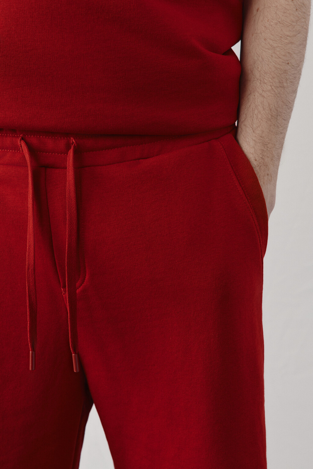 Шорты хлопковые со средней посадкой на завязках - цвет бордовый - 5