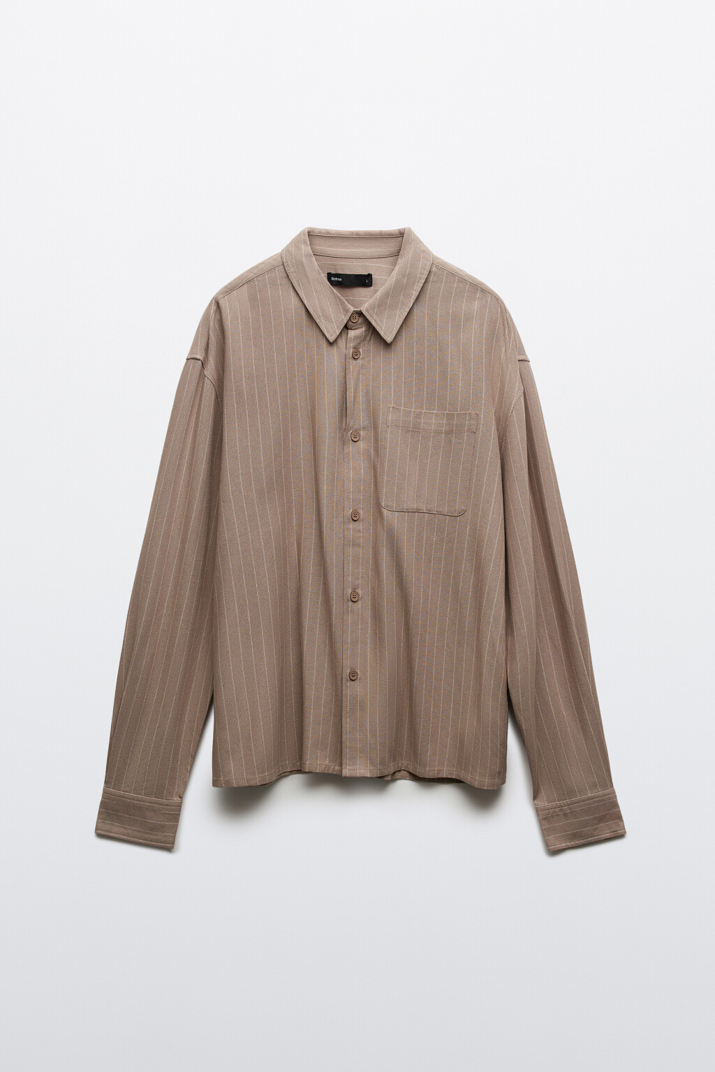 Рубашка базовая вискозная со льном - цвет коричневый - 7