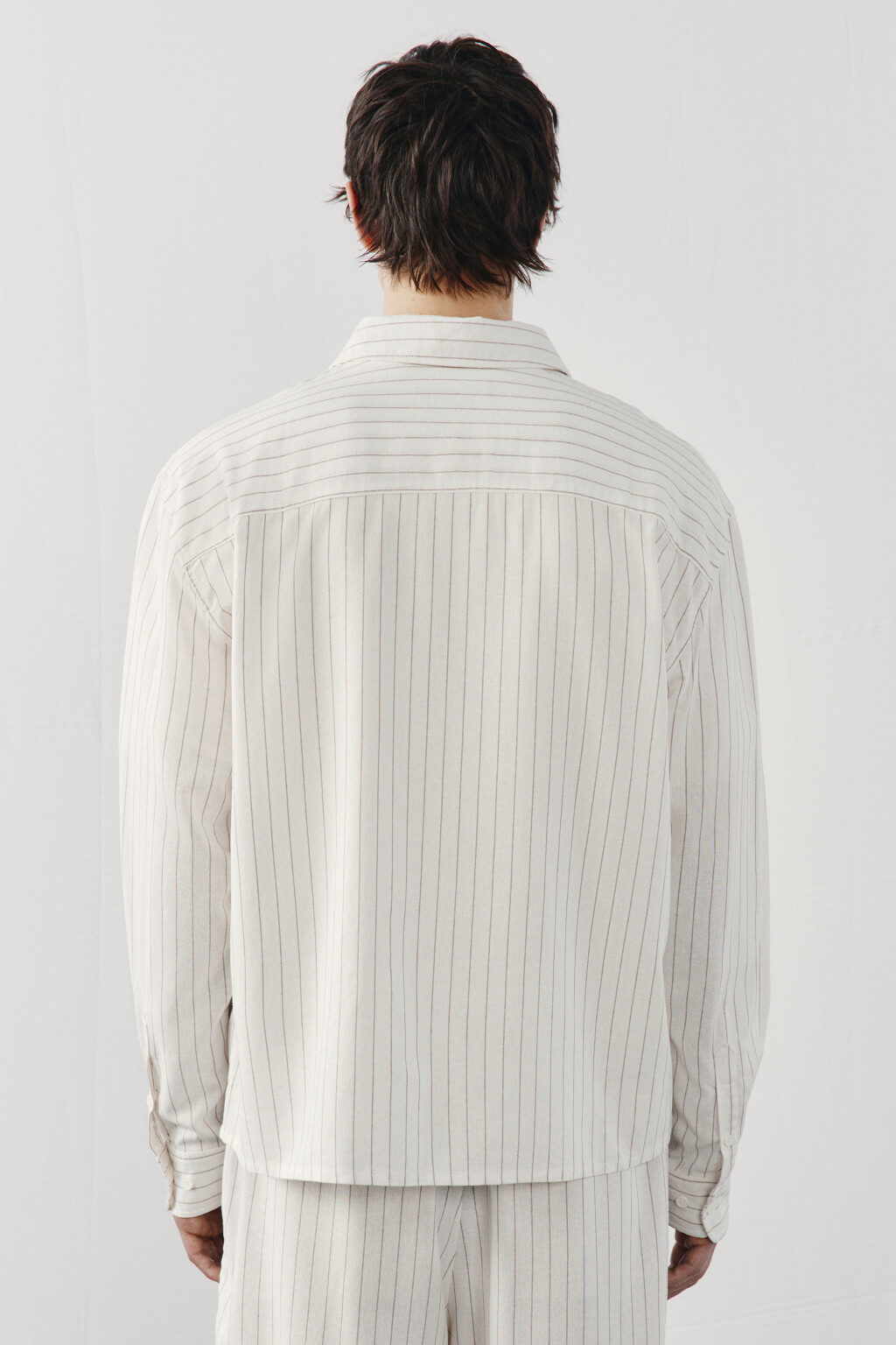 Рубашка базовая вискозная со льном - цвет бежевый - 3