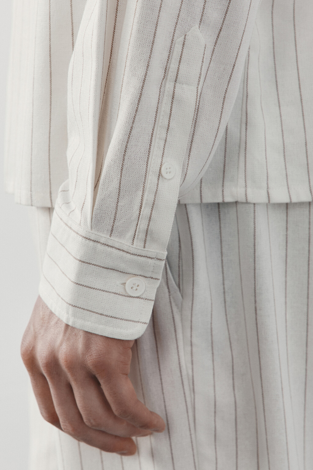 Рубашка базовая вискозная со льном - цвет бежевый - 6