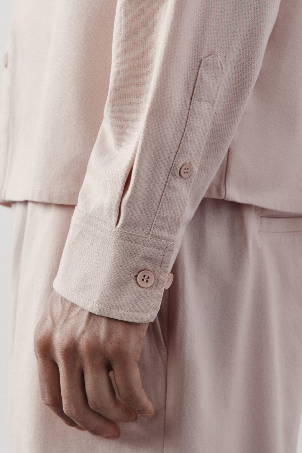 Рубашка базовая вискозная со льном - цвет розовый - 6