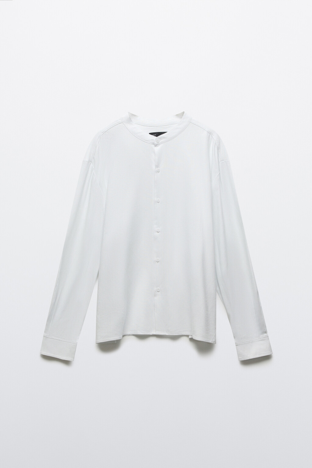 рубашка без воротника вискозная со льном - цвет белый - 8