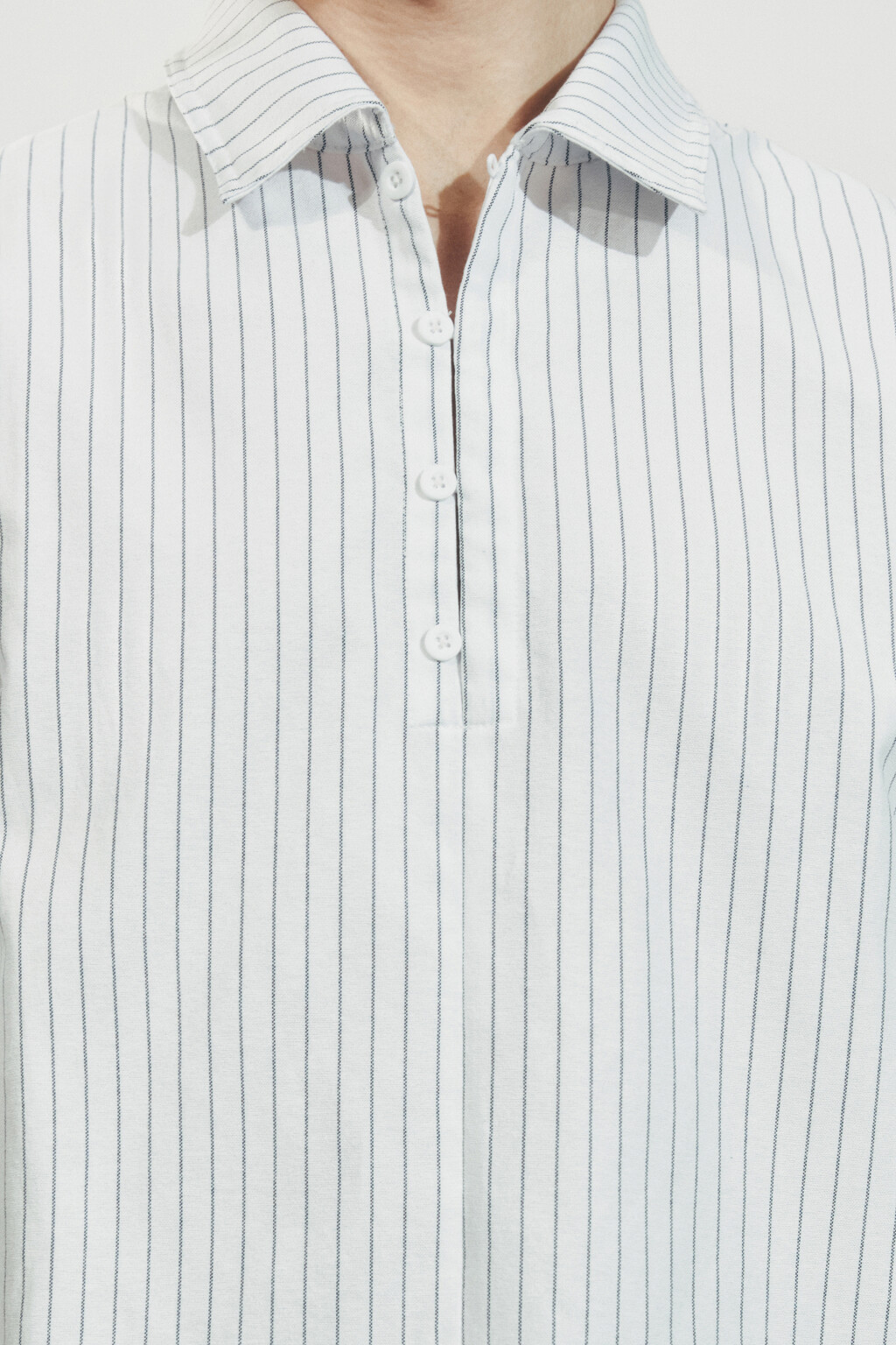 Рубашка хлопковая прямая в полоску - цвет серый - 6