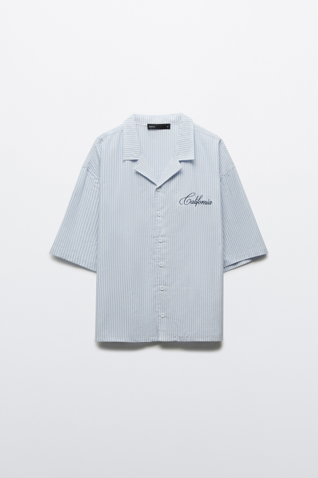 Рубашка хлопковая в полоску с коротким рукавом - цвет синий - 7