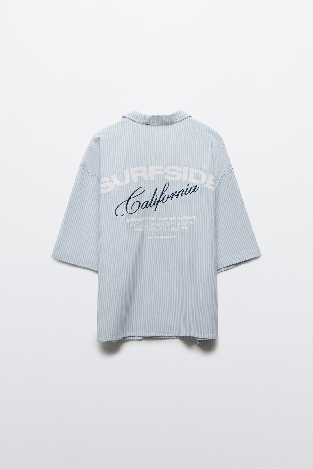 Рубашка хлопковая в полоску с коротким рукавом - цвет синий - 8