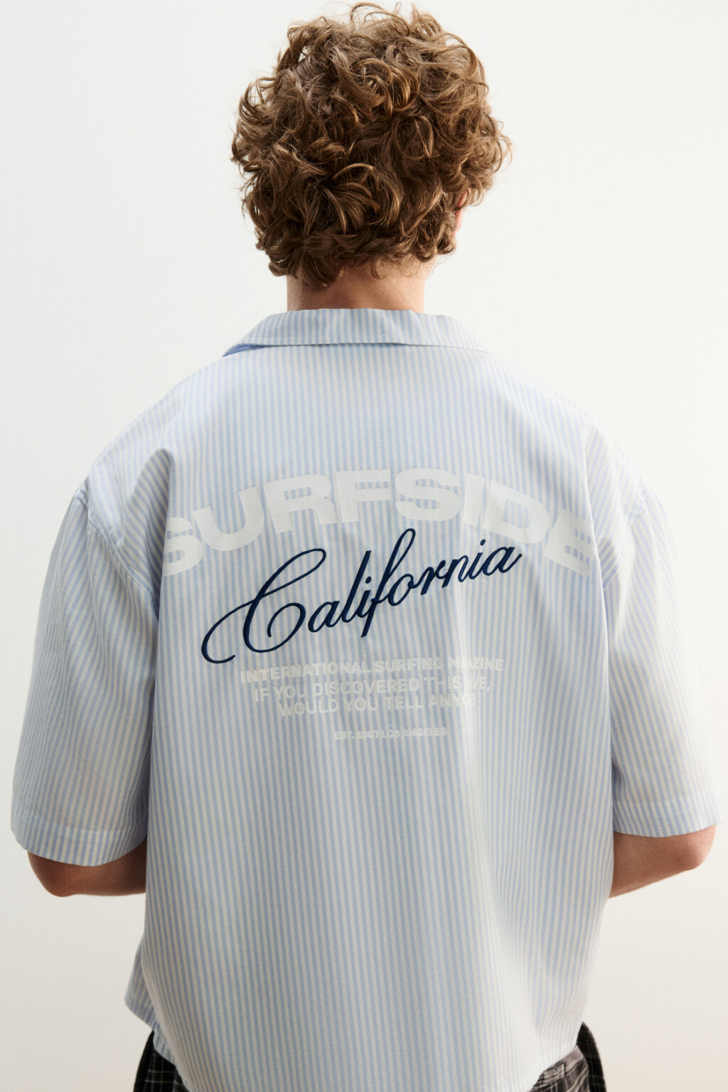 Рубашка хлопковая в полоску с коротким рукавом - цвет синий - 6