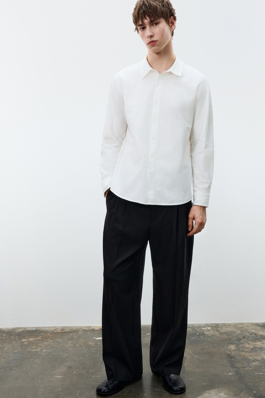 Рубашка классическая из хлопка - цвет белый - 1