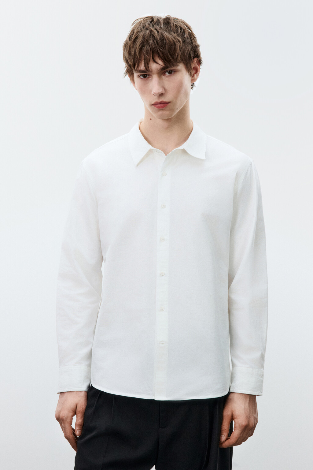 Рубашка классическая из хлопка - цвет белый - 2