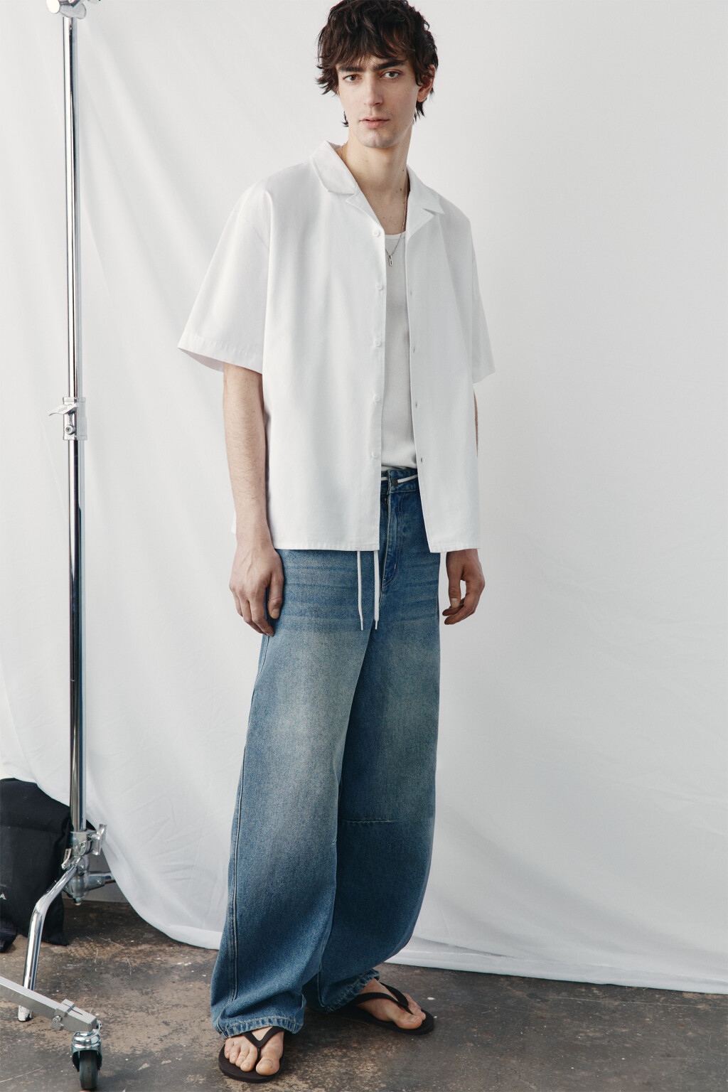 Рубашка хлопковая с коротким рукавом - цвет белый - 2