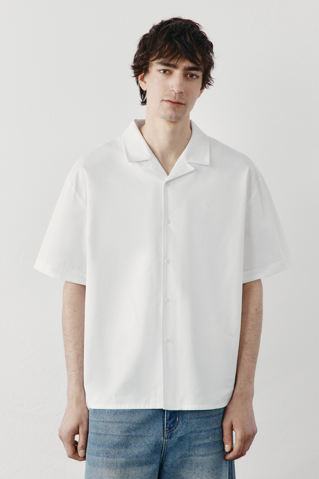 Рубашка хлопковая с коротким рукавом - цвет белый - 3