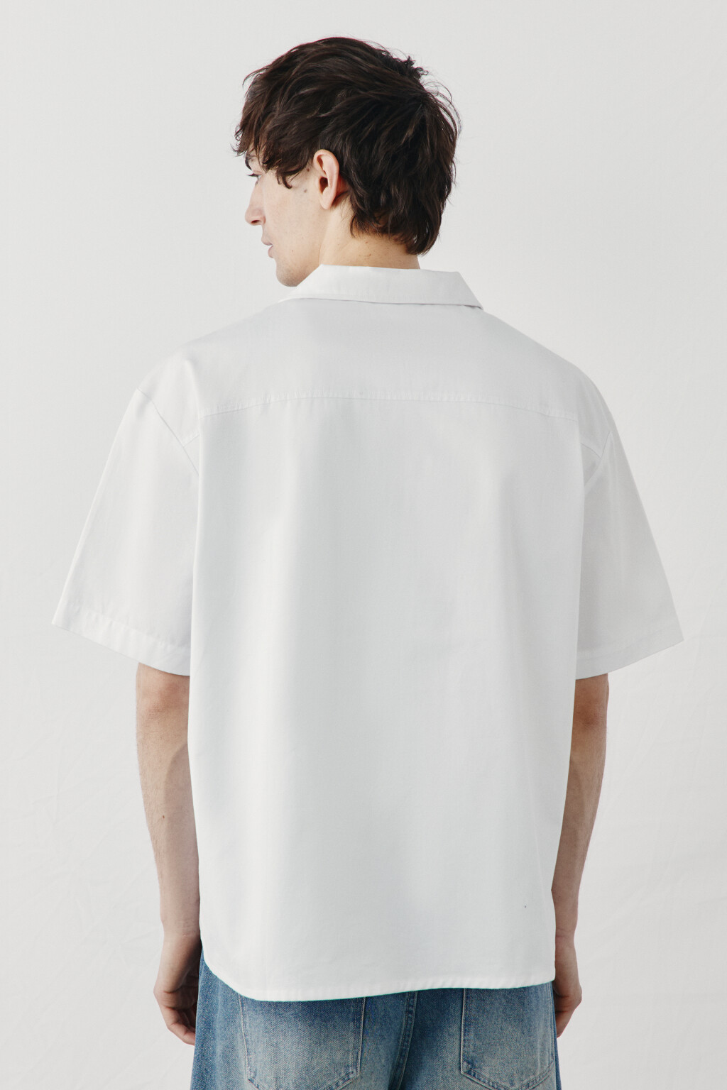 Рубашка хлопковая с коротким рукавом - цвет белый - 4