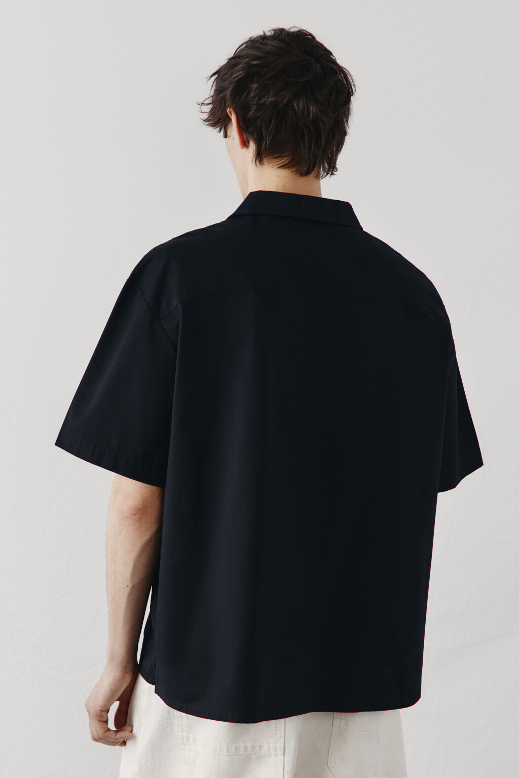 Рубашка хлопковая с коротким рукавом - цвет черный - 3