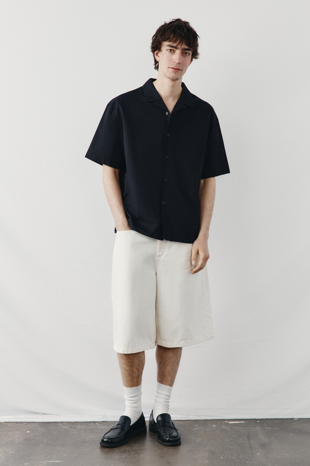Рубашка хлопковая с коротким рукавом - цвет черный - 4