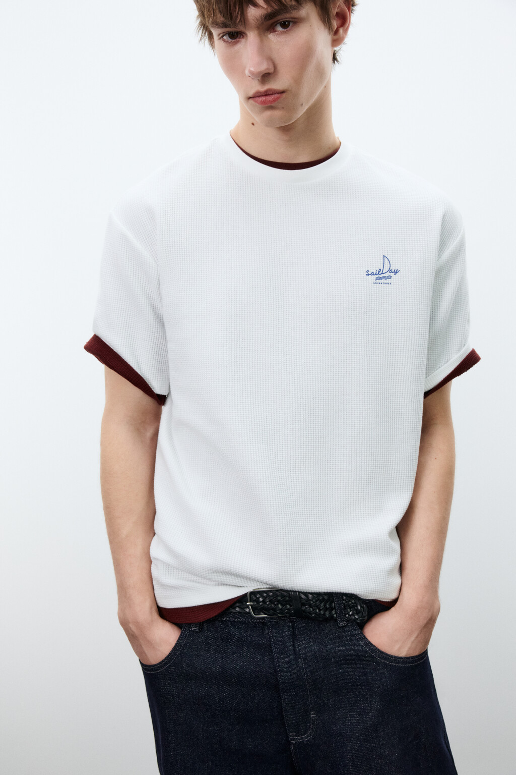 Футболка прямая с принтом - цвет белый - 1