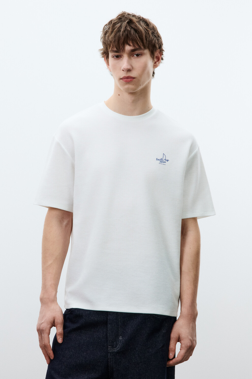 Футболка прямая с принтом - цвет белый - 2