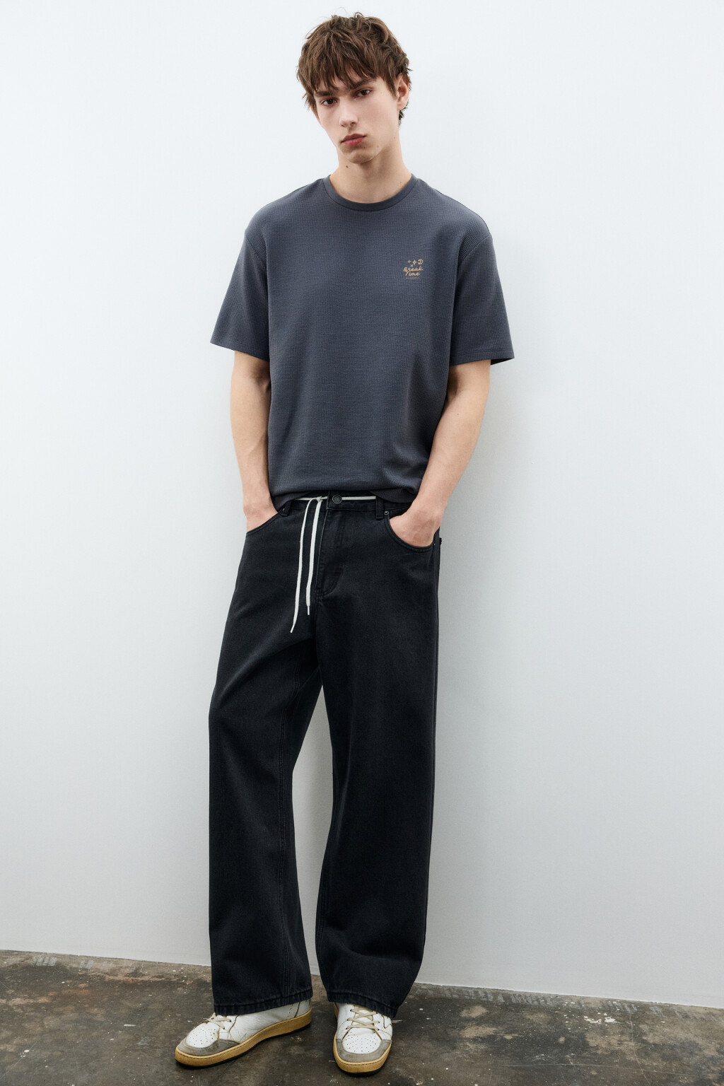 Футболка прямая с принтом - цвет серый - 1