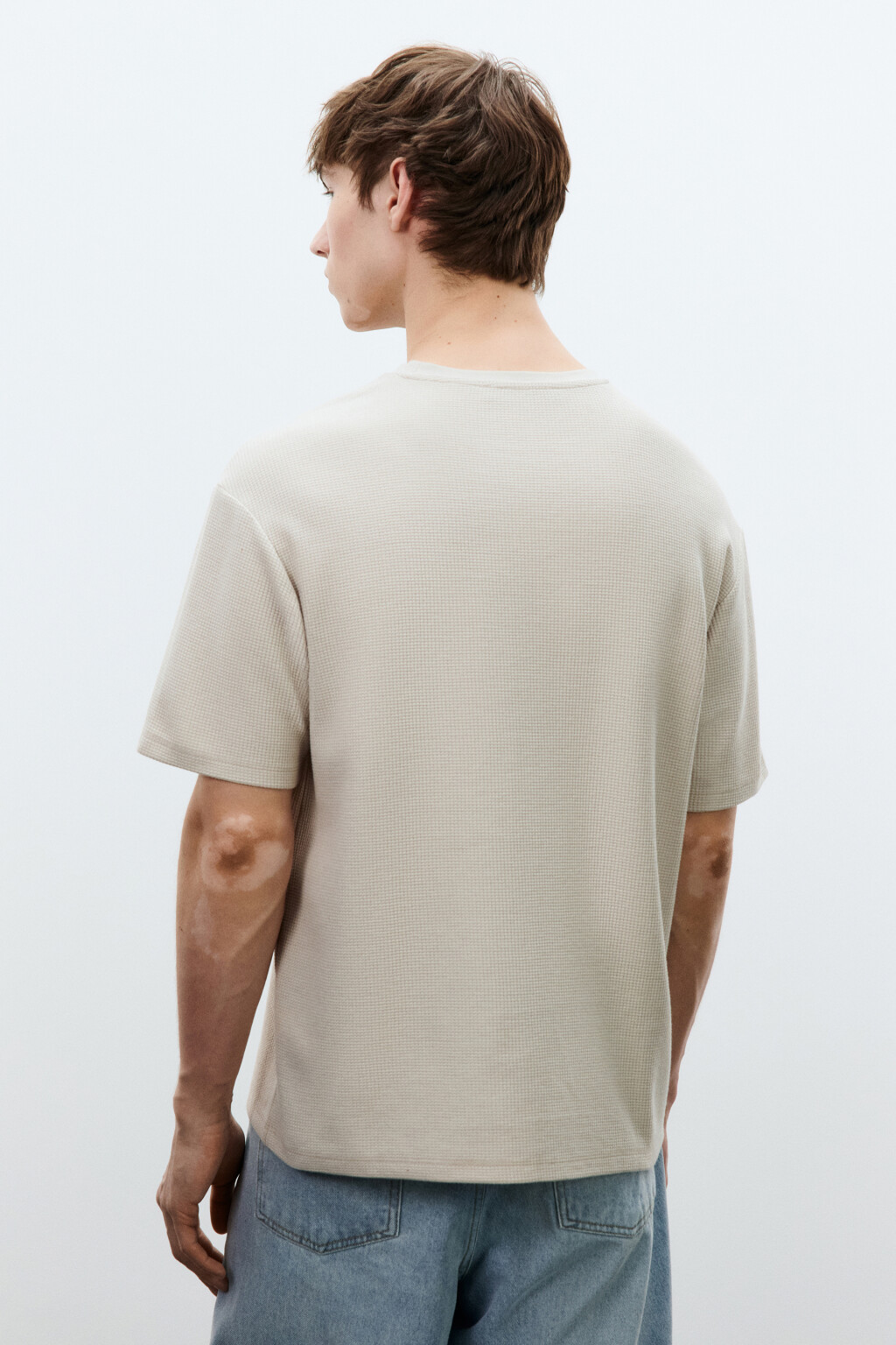 Футболка прямая с принтом - цвет бежевый - 4