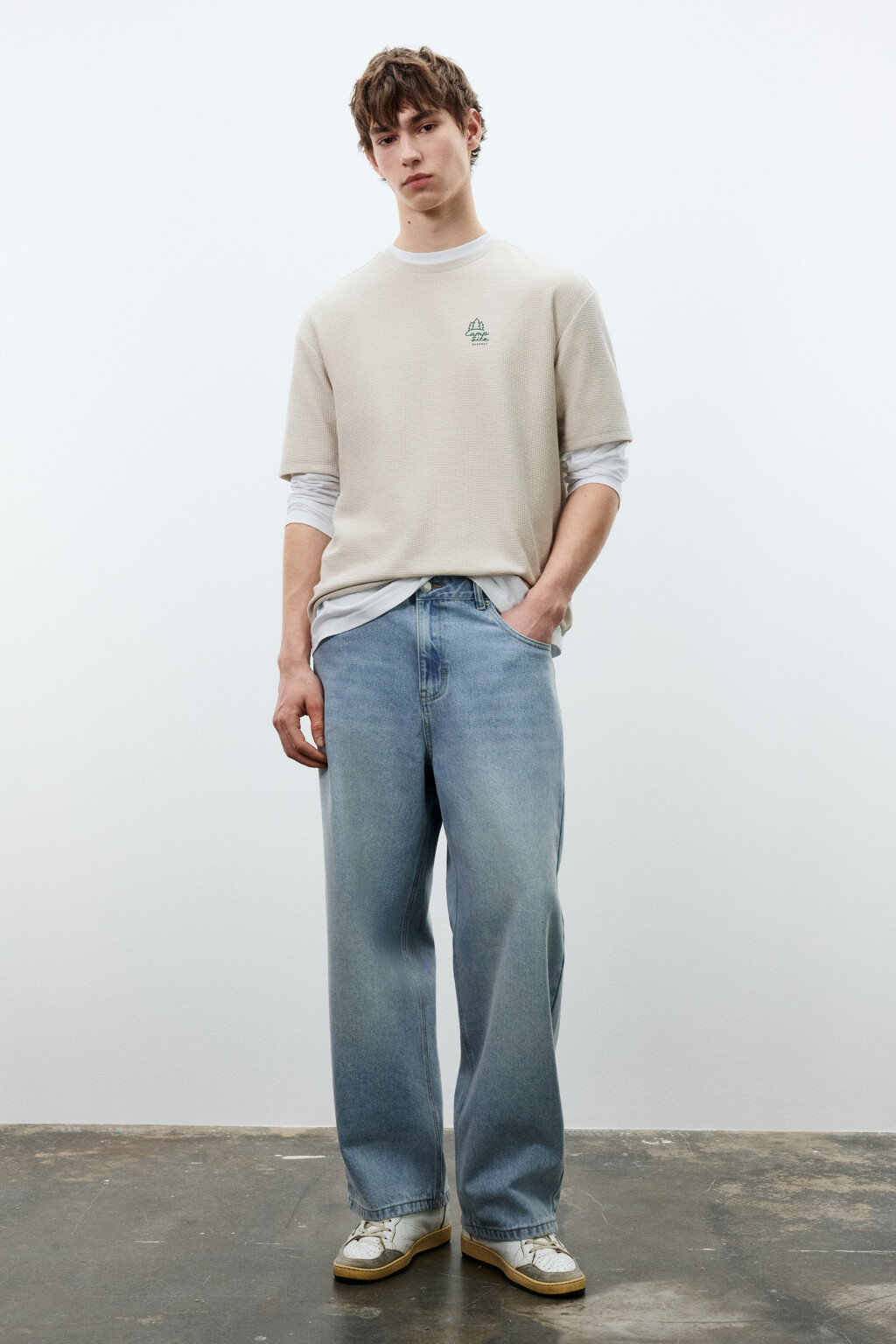 Футболка прямая с принтом - цвет бежевый - 5