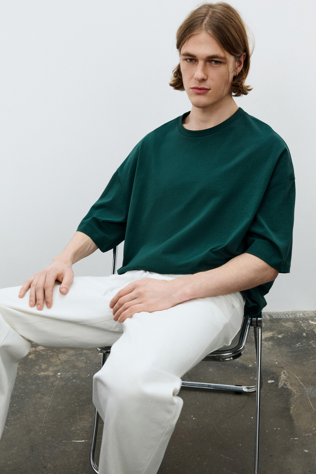 Футболка хлопковая оверсайз базовая - цвет зеленый - 1