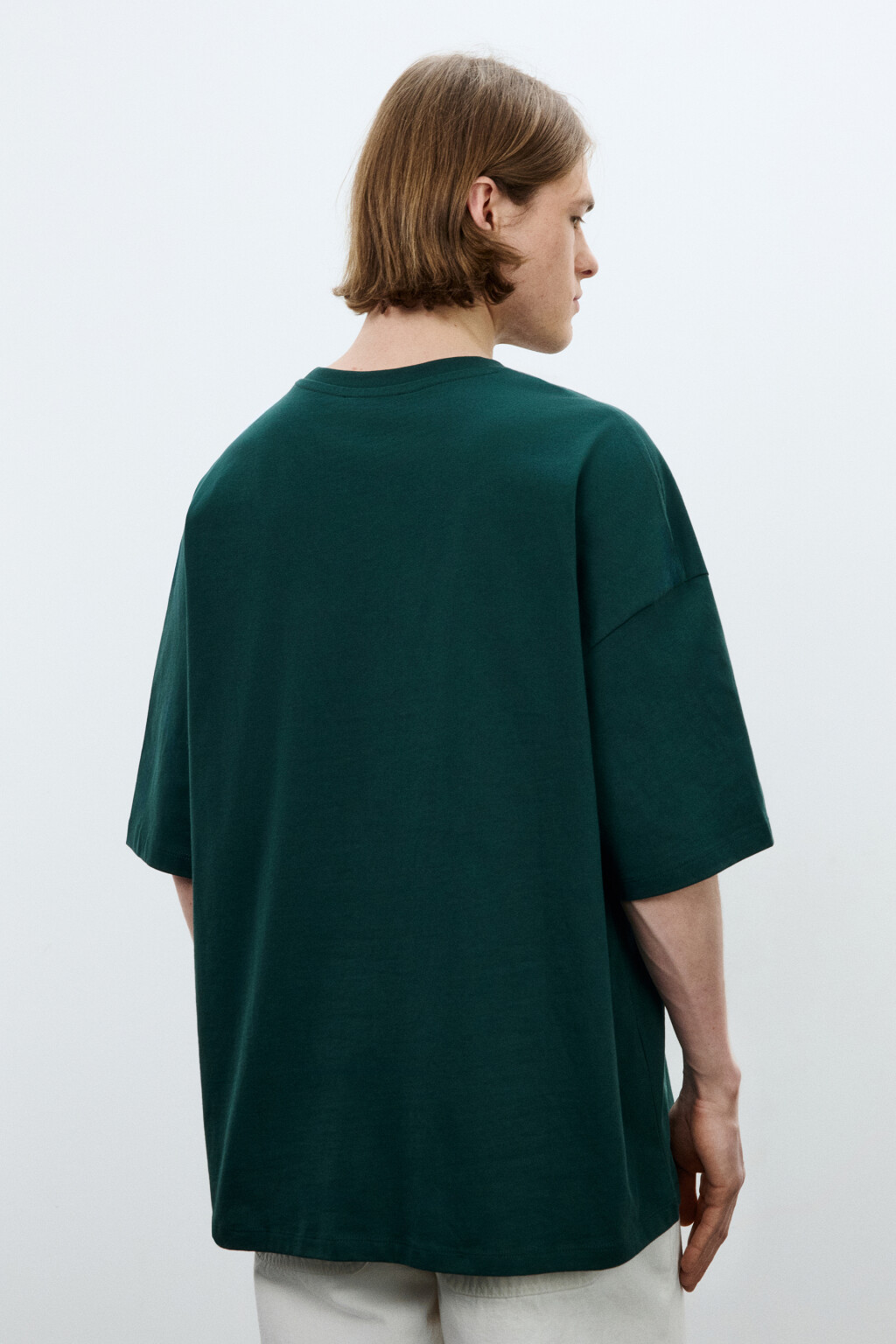 Футболка хлопковая оверсайз базовая - цвет зеленый - 3