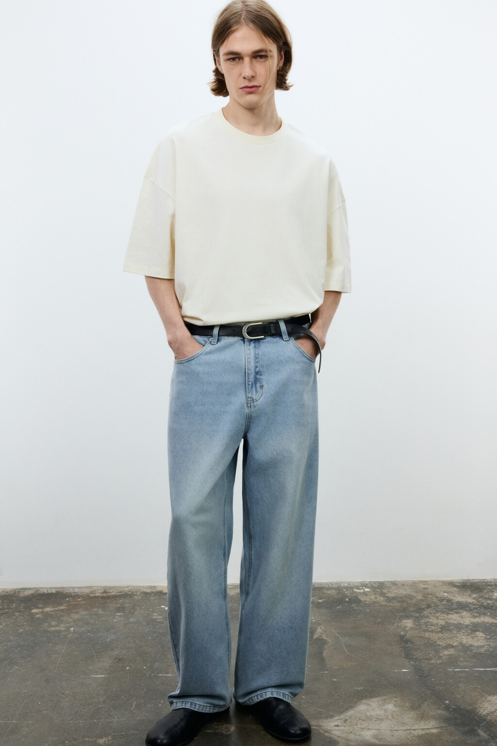 Футболка хлопковая оверсайз базовая - цвет бежевый - 1