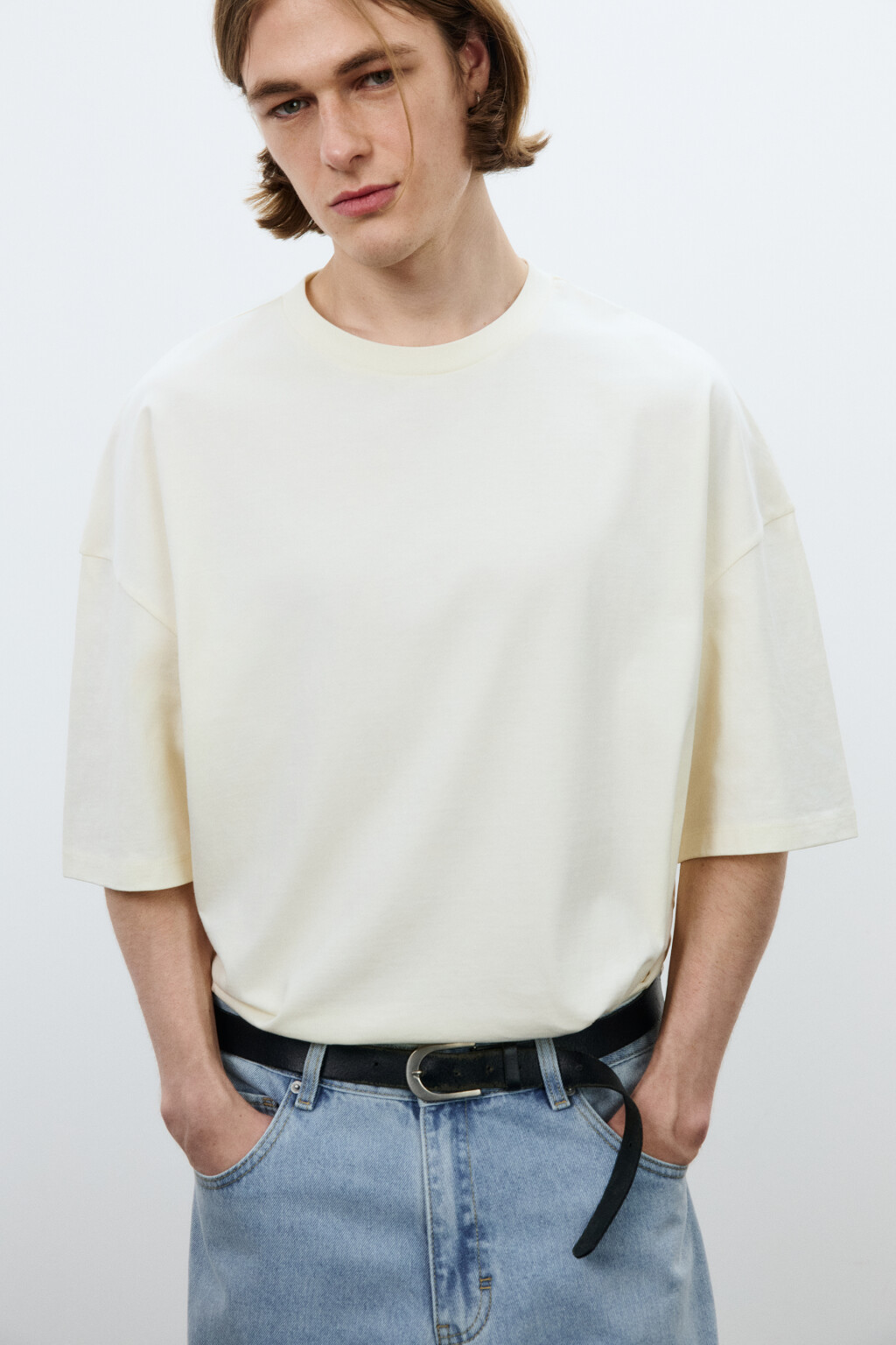 Футболка хлопковая оверсайз базовая - цвет бежевый - 2