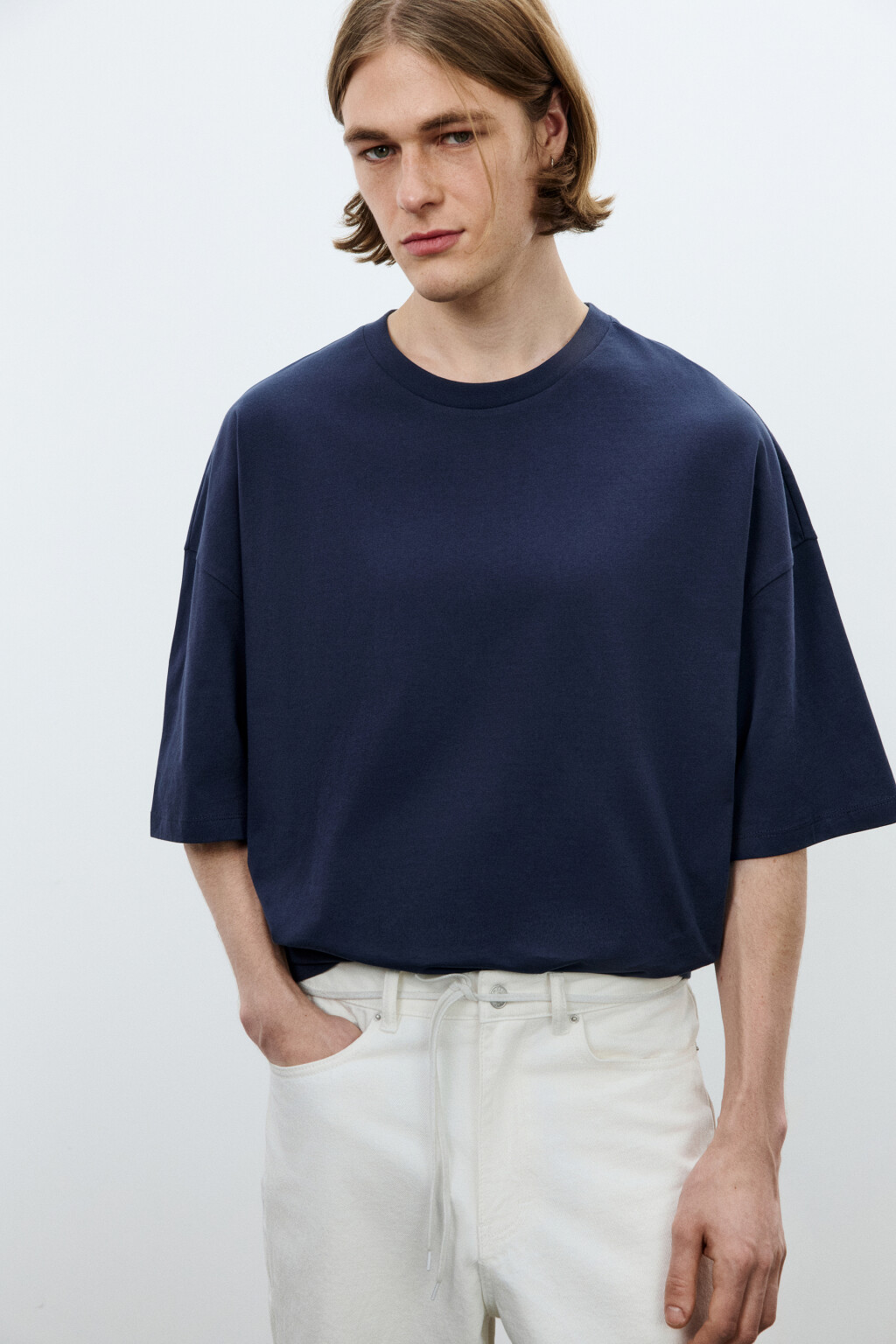 Футболка хлопковая оверсайз базовая - цвет синий - 1
