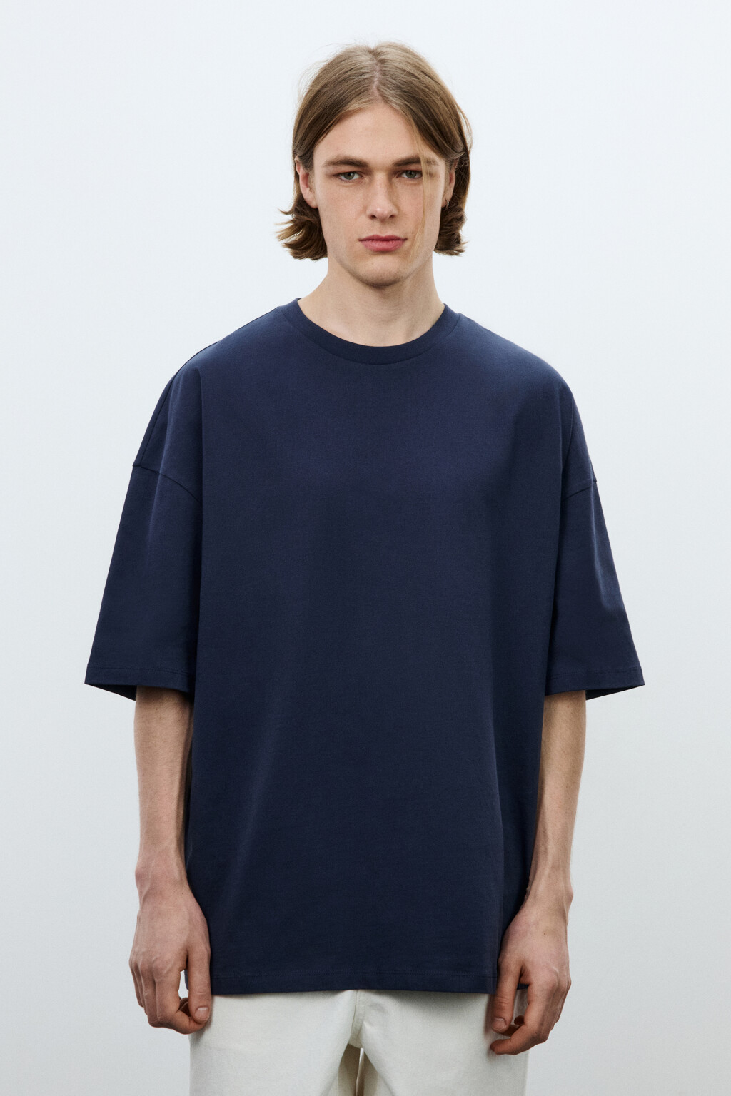 Футболка хлопковая оверсайз базовая - цвет синий - 2
