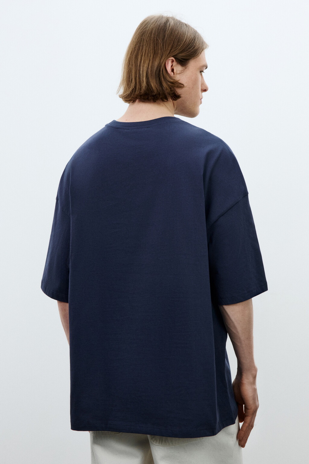 Футболка хлопковая оверсайз базовая - цвет синий - 3