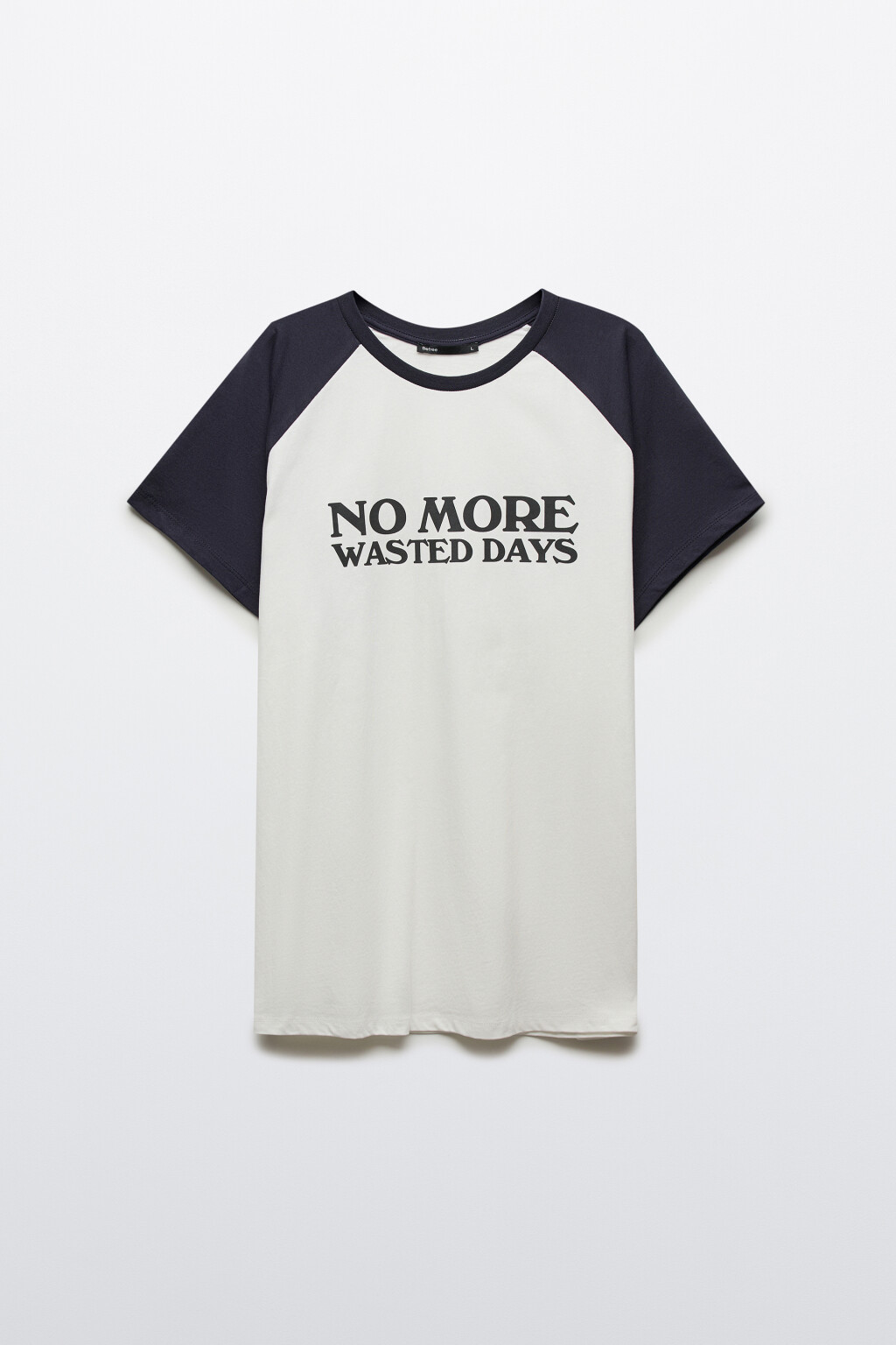 Футболка прямая с контрастными вставками и принтом - цвет синий - 7