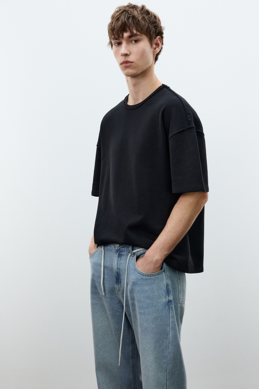 Футболка хлопковая оверсайз базовая - цвет черный - 1