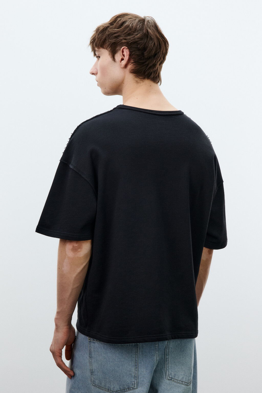 Футболка хлопковая оверсайз базовая - цвет черный - 3