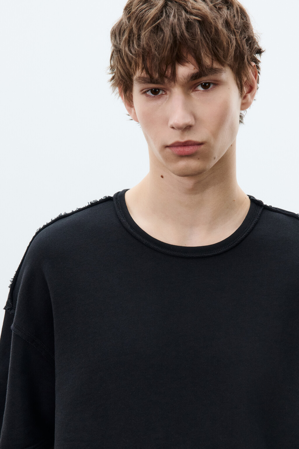 Футболка хлопковая оверсайз базовая - цвет черный - 5