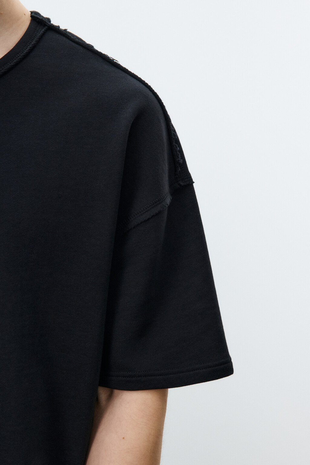 Футболка хлопковая оверсайз базовая - цвет черный - 6