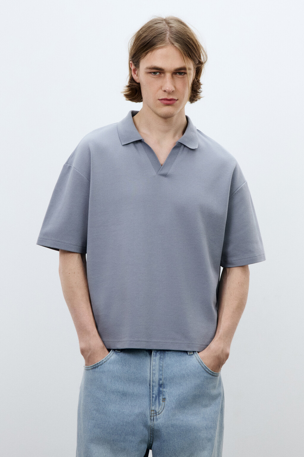 Футболка-поло оверсайз - цвет голубой - 2
