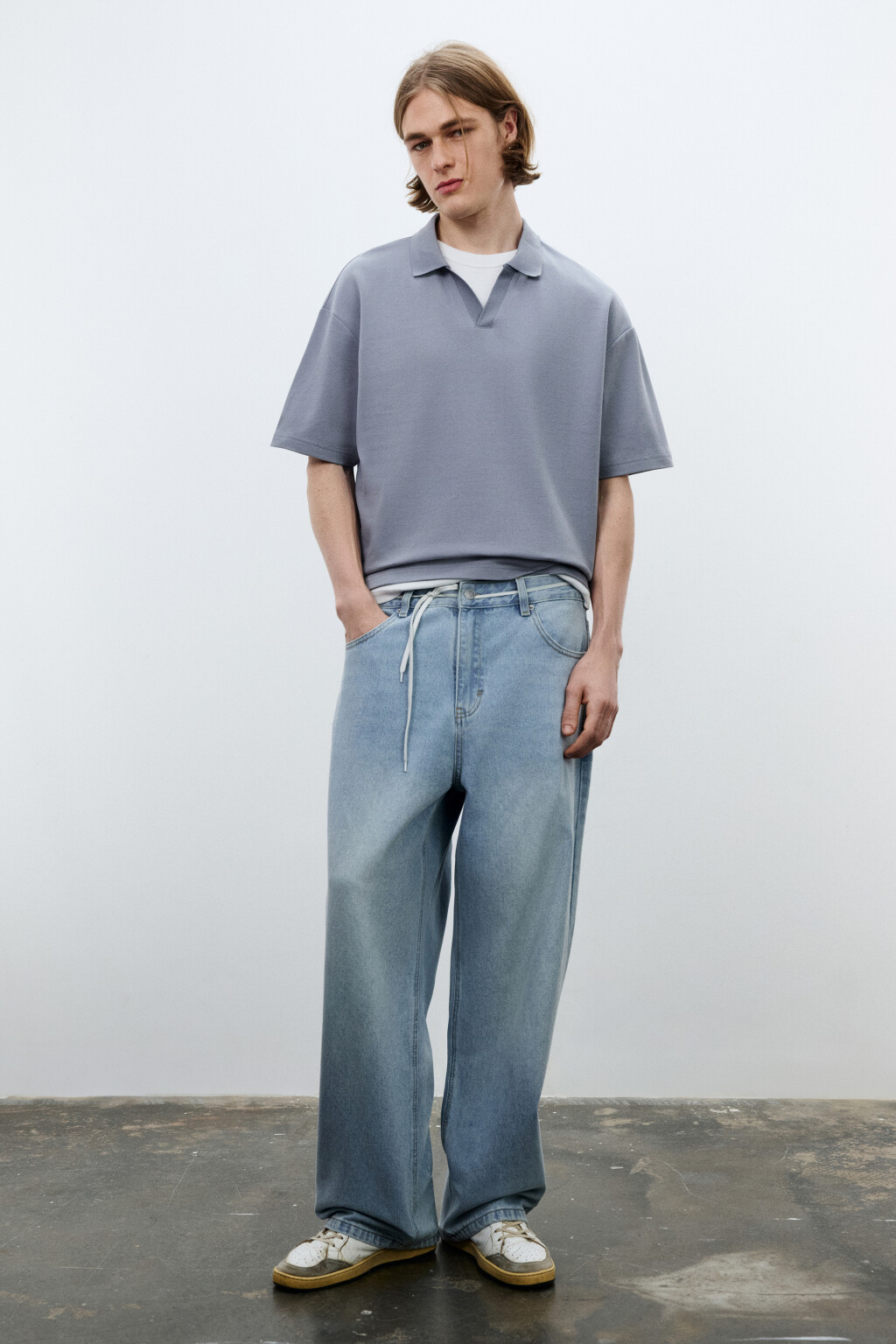 Футболка-поло оверсайз - цвет голубой - 4
