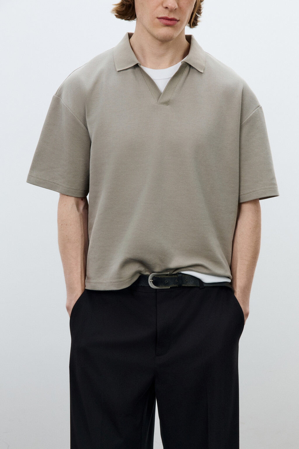 Футболка-поло оверсайз - цвет бежевый - 1